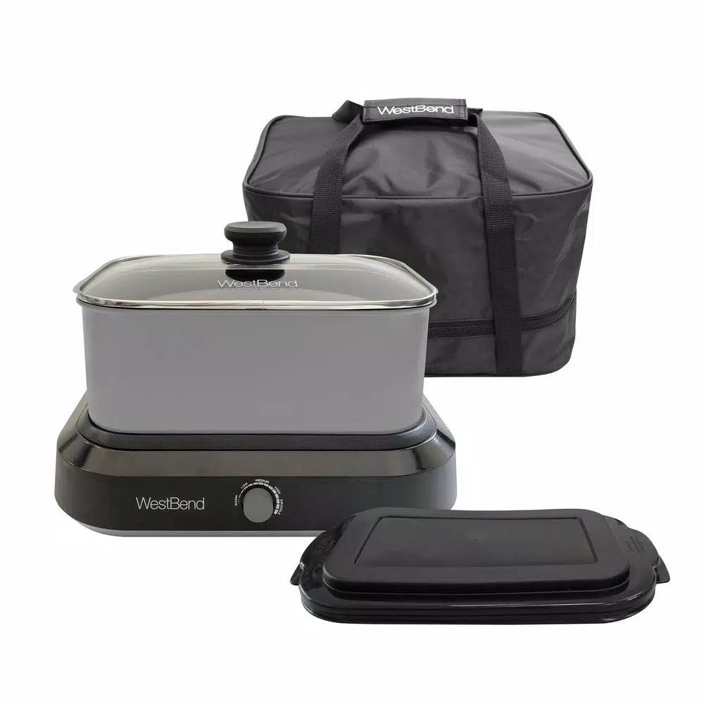 Outlet β€οΈ West Bend 5 Qt. Silver Non-Stick Versatility Slow Cooker With 5-Temperature Settings Includes Travel Lid And Thermal Tote β - Image 2