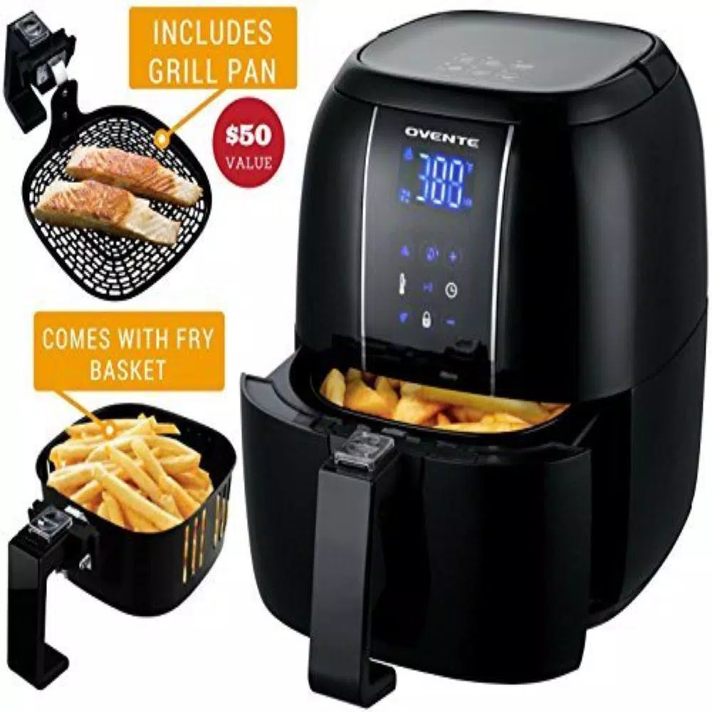 Outlet π― Ovente 3.2 Qt. Black Air Fryer Grill Pan And Non-Stick Frying Basket Auto Shut-Off 6 Cooking Presets Touch Sensor π₯ - Image 7
