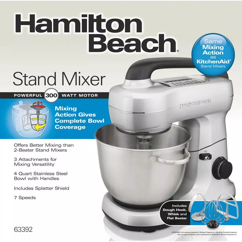 Cheapest 🌟 Hamilton Beach 4 Qt. 7-Speed Stainless Steel Stand Mixer With Flat Beater, Dough Hook And Whisk ✔️ - Image 7